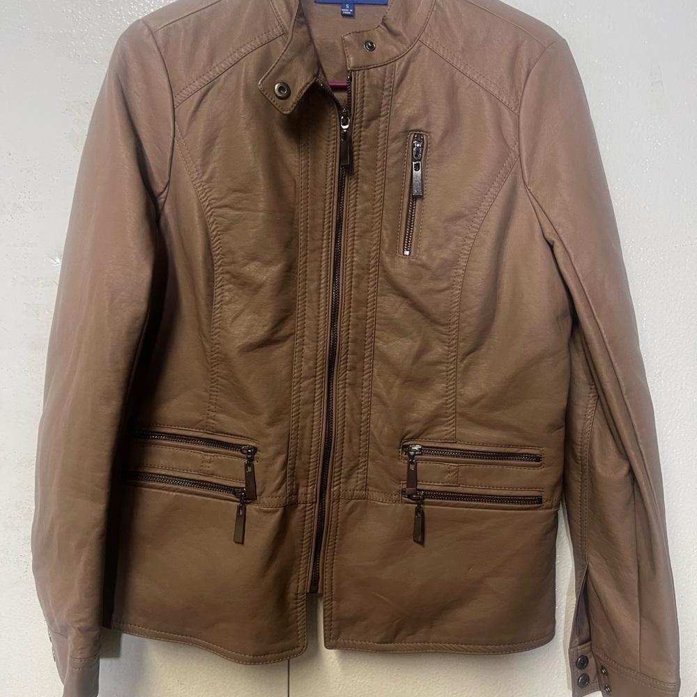 Apt. 9 Tan Faux Leather Zip Jacket (#12)